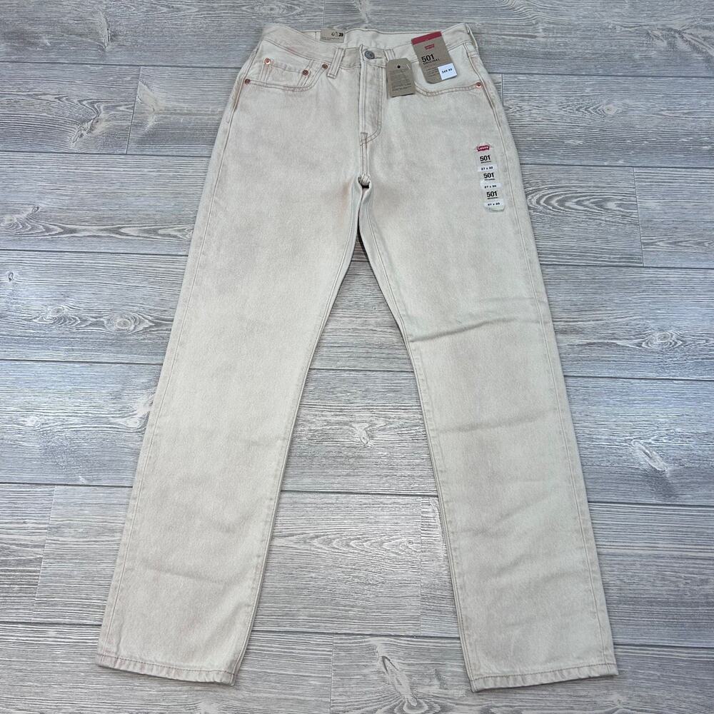 Levi's 501 Worn In Straight Leg Jeans Tan 27 NWT - Picture 2 of 4